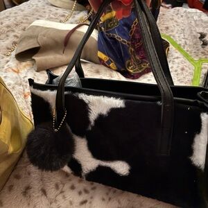 Black and White Cowhide Tote Bag